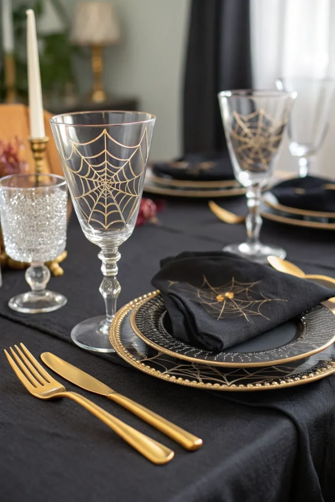 16 subtle spider web glassware a halloween dinner