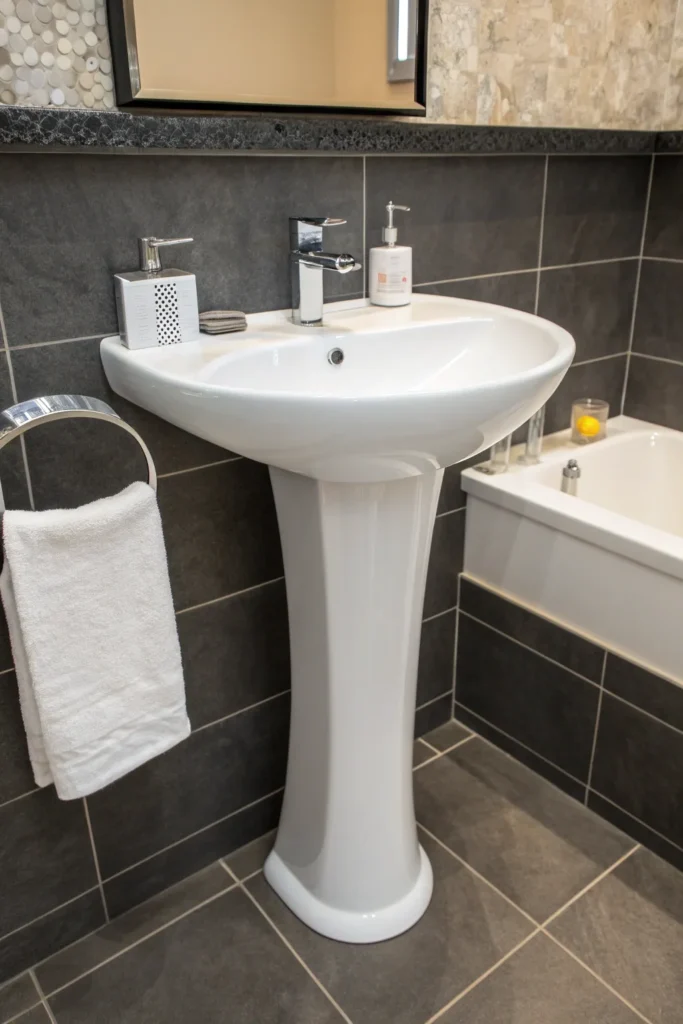 17 a contemporary curved pedestal sink with smoo
