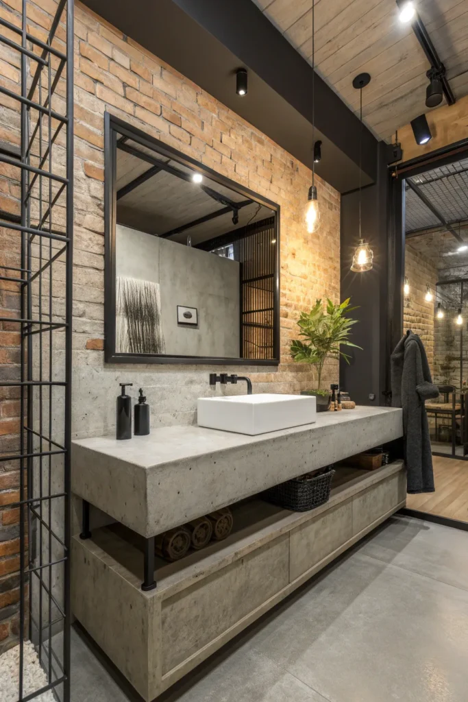17 modern industrial bathroom with a concrete va