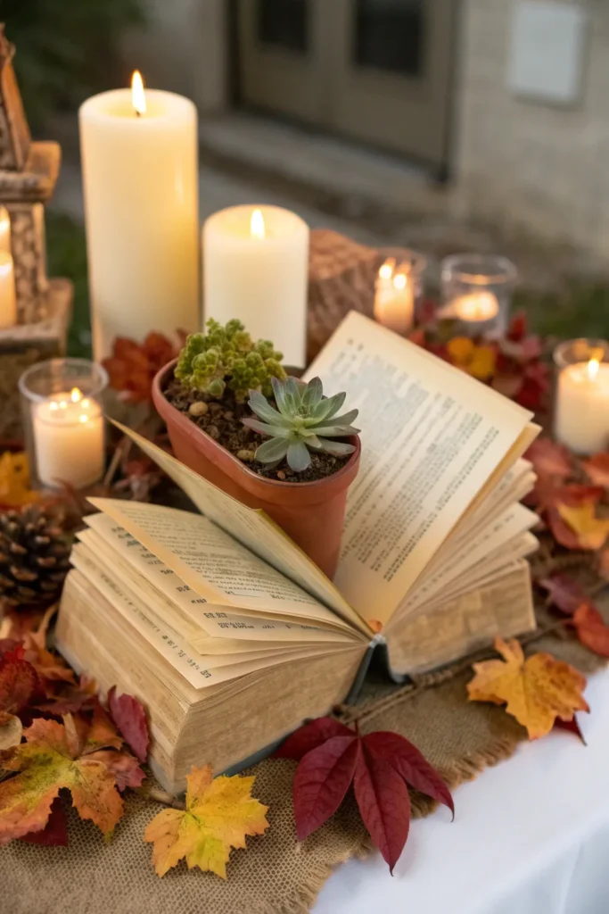 17 old book as vintage decor realistic thanksgiv