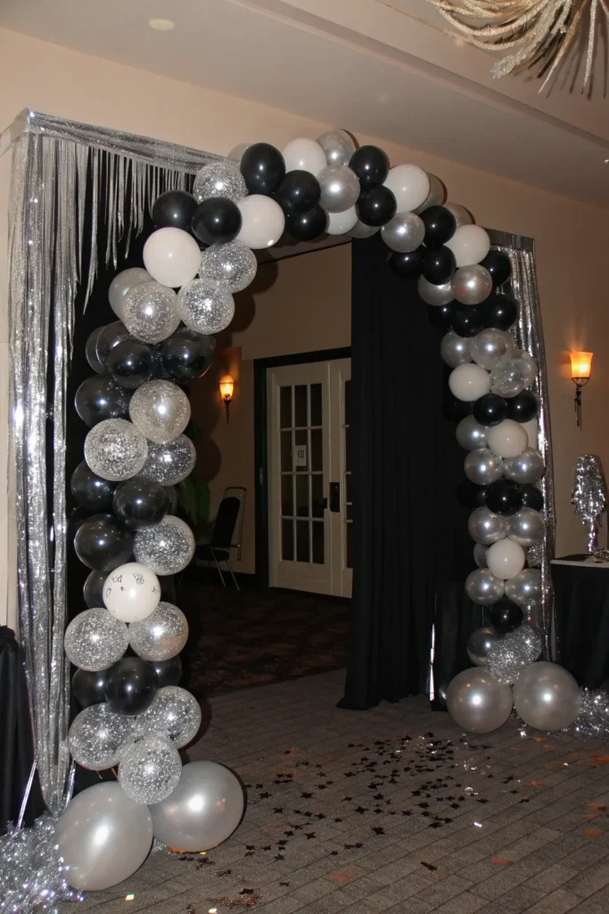 17 silver black balloon arch a dramatic silver