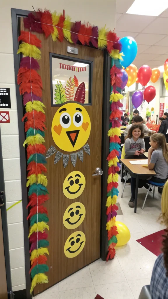 18 emoji turkey door where feathers are designe