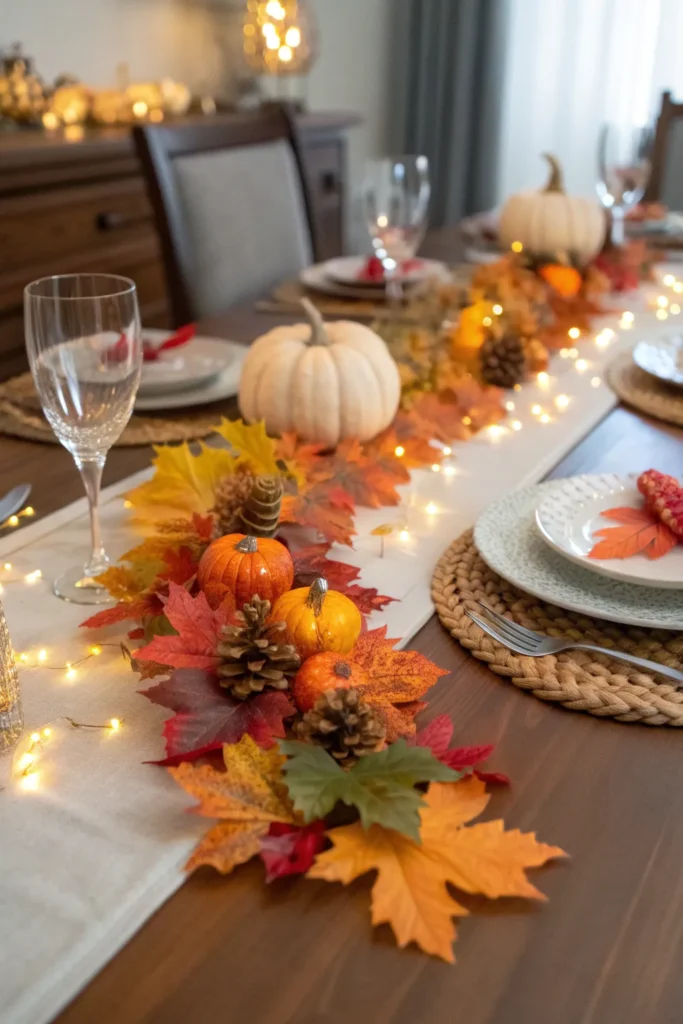18 leaf garland running through table realistic