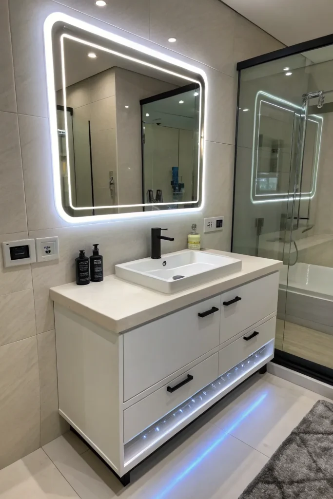 19 smart vanity with built in led lighting aroun