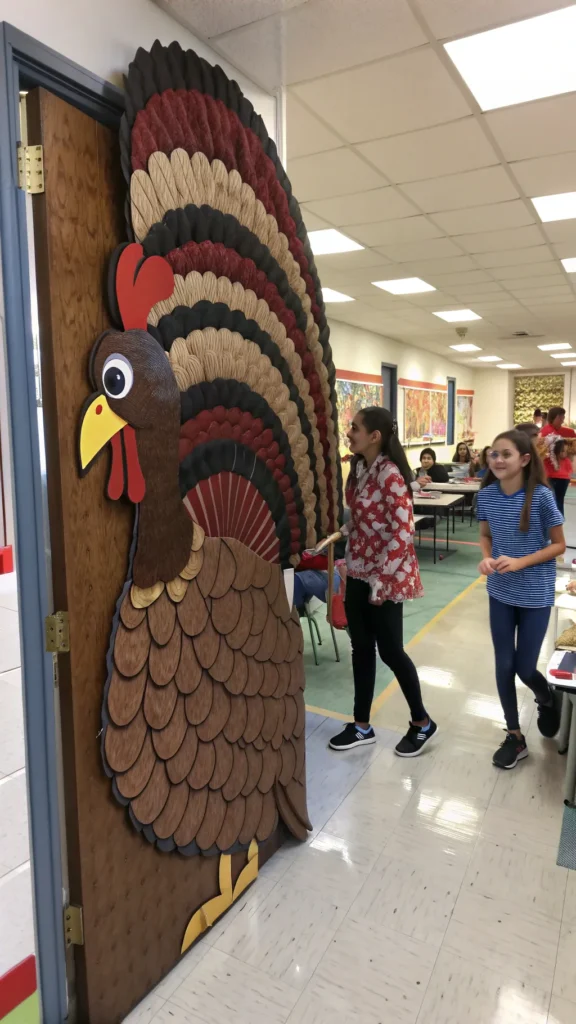 2 a 3d pop out turkey door in a classroom featu
