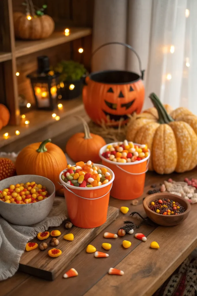 2 a pumpkin patch candy bar table with mini pump
