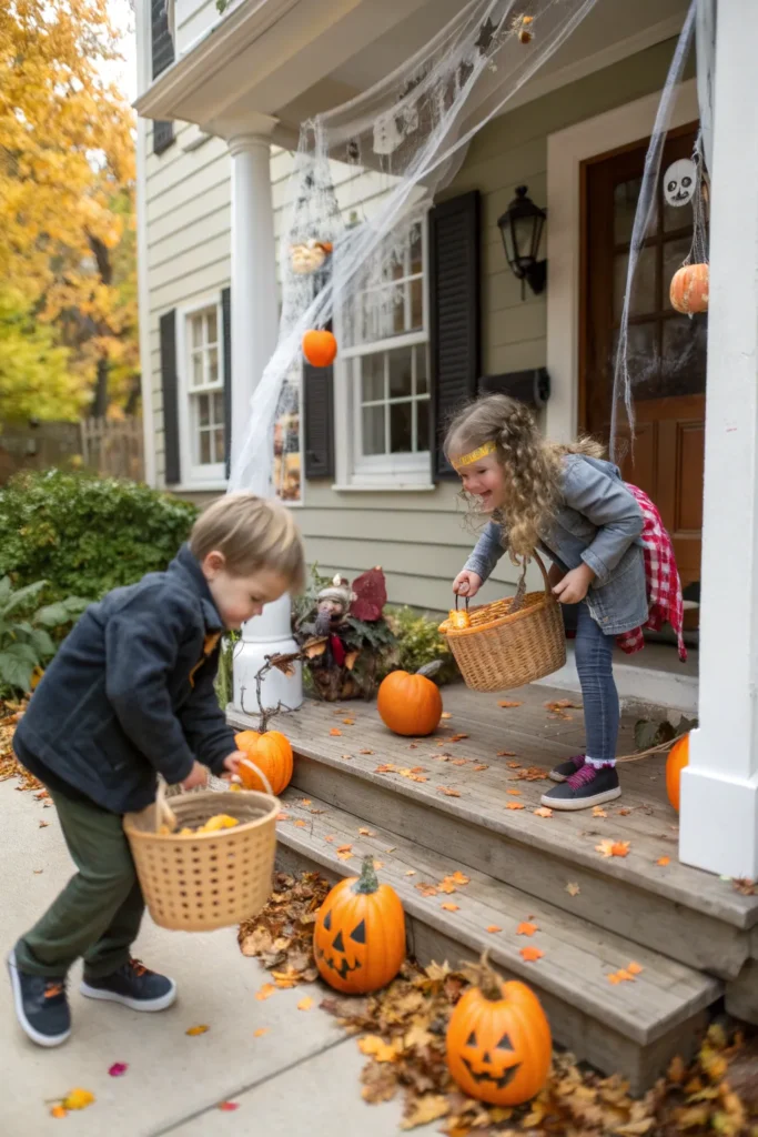 2 an outdoor halloween scavenger hunt scene with