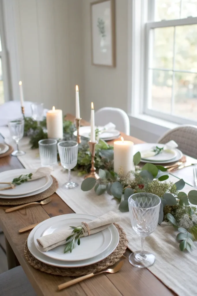 2 elegant thanksgiving table decor with white pl