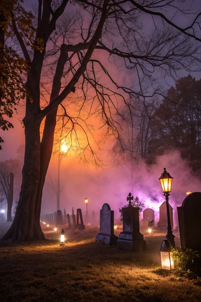 2 illuminated graveyard a halloween graveyard ya