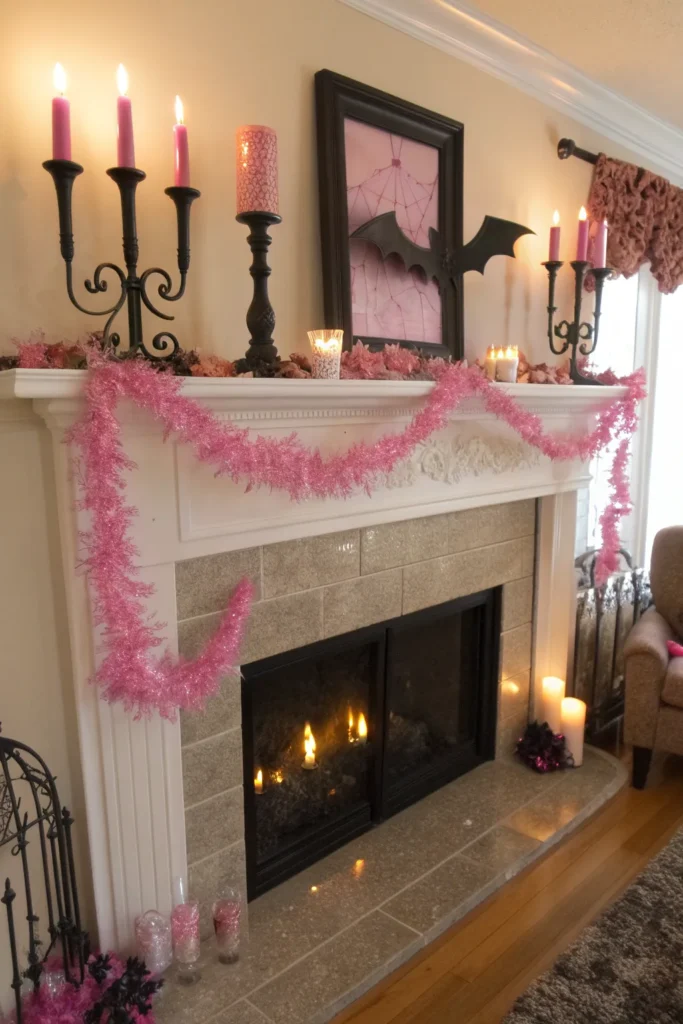2 pink fireplace mantle a cozy living room firep