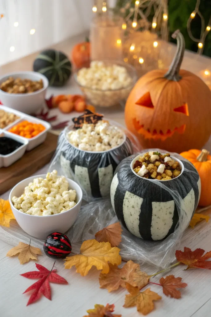 2 prompt mini pumpkins carved and hollowed lin