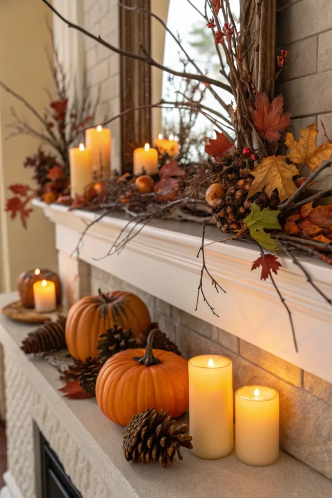 20 autumn leaves and branches halloween mantle d