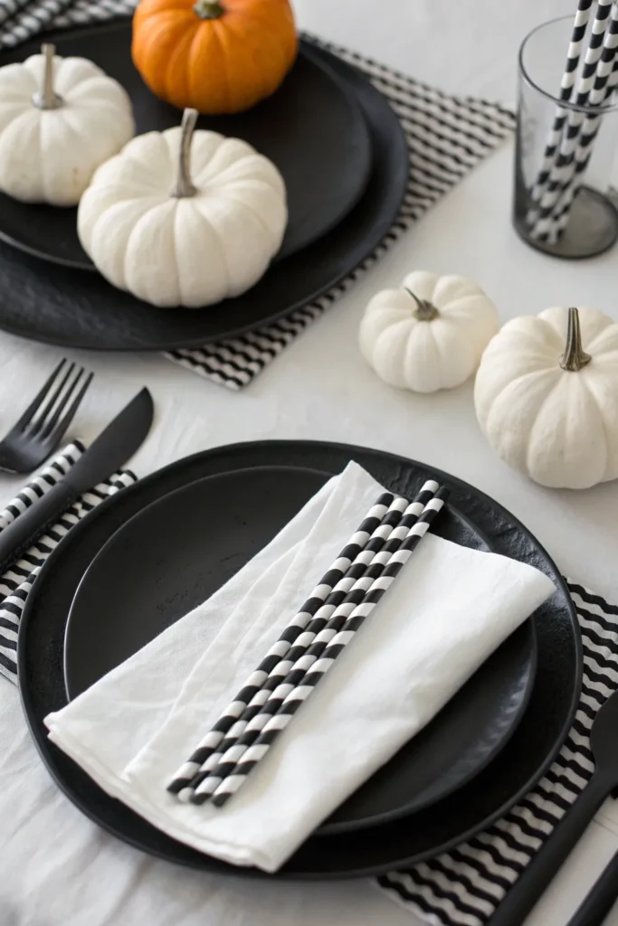 20 black and white tableware table setting with