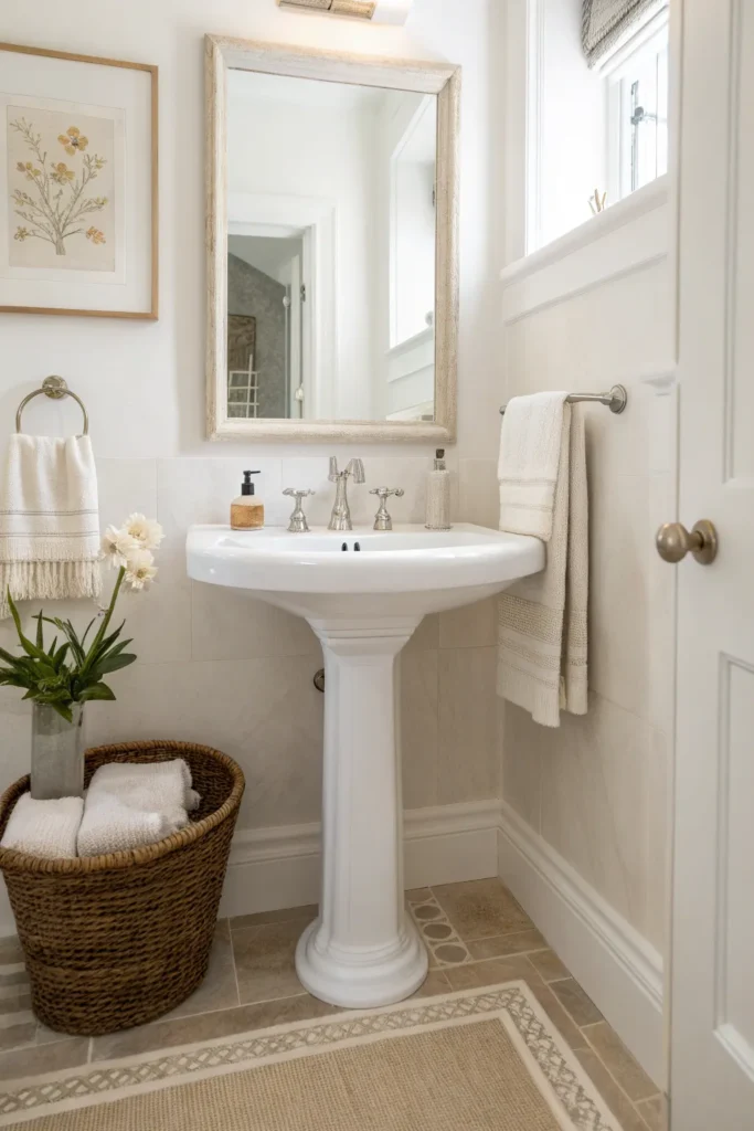 21 a minimalist pedestal sink in an all white ba