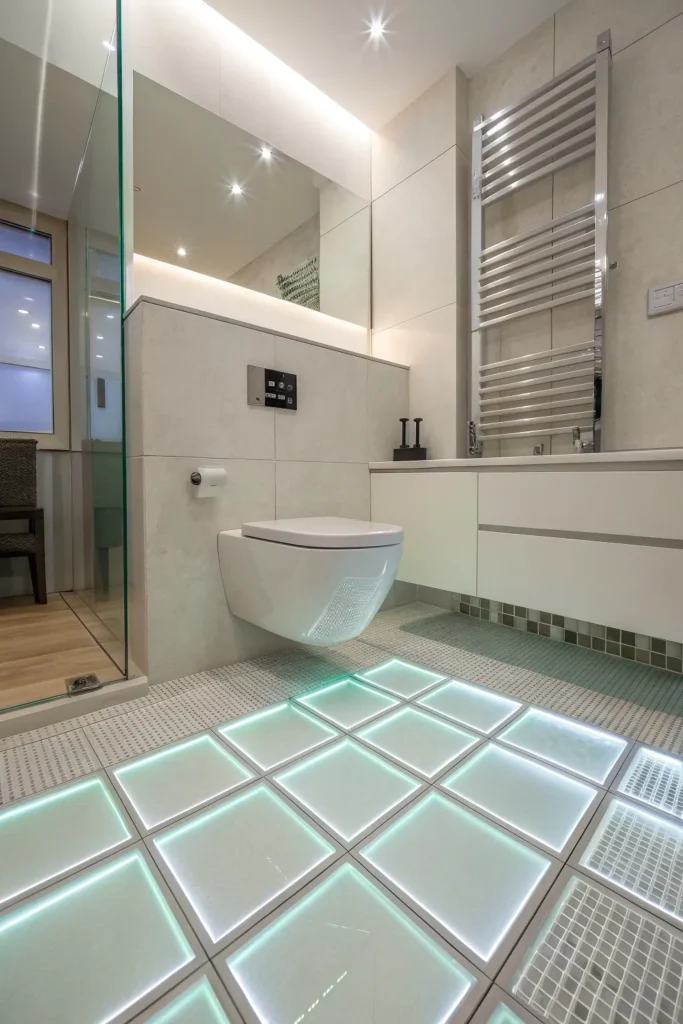21 contemporary bathroom with frosted glass tile