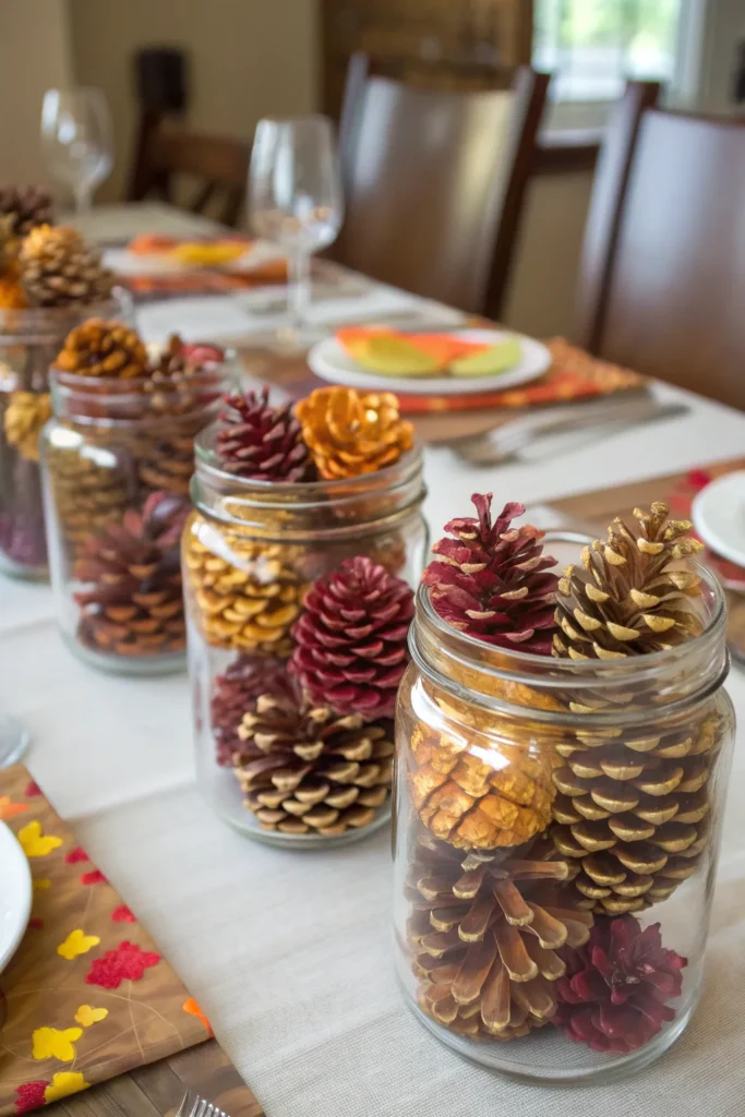 21 painted pinecones in jars realistic jars fill