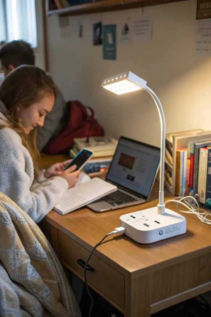 22 modern desk lamp with usb ports on a dorm des