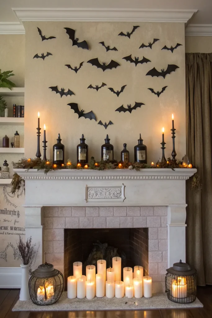 25 dramatic mantel scene with floating candles