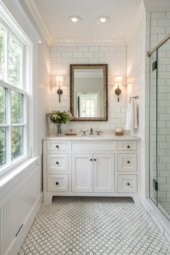 25 timeless bathroom with classic ceramic floor