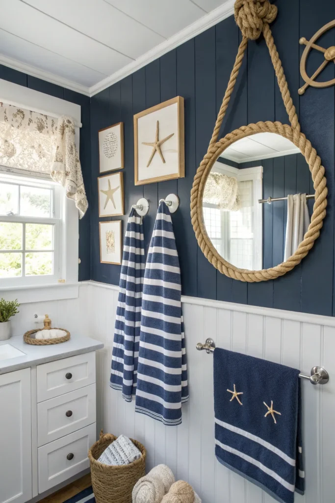 27 nautical inspired bathroom with navy walls r