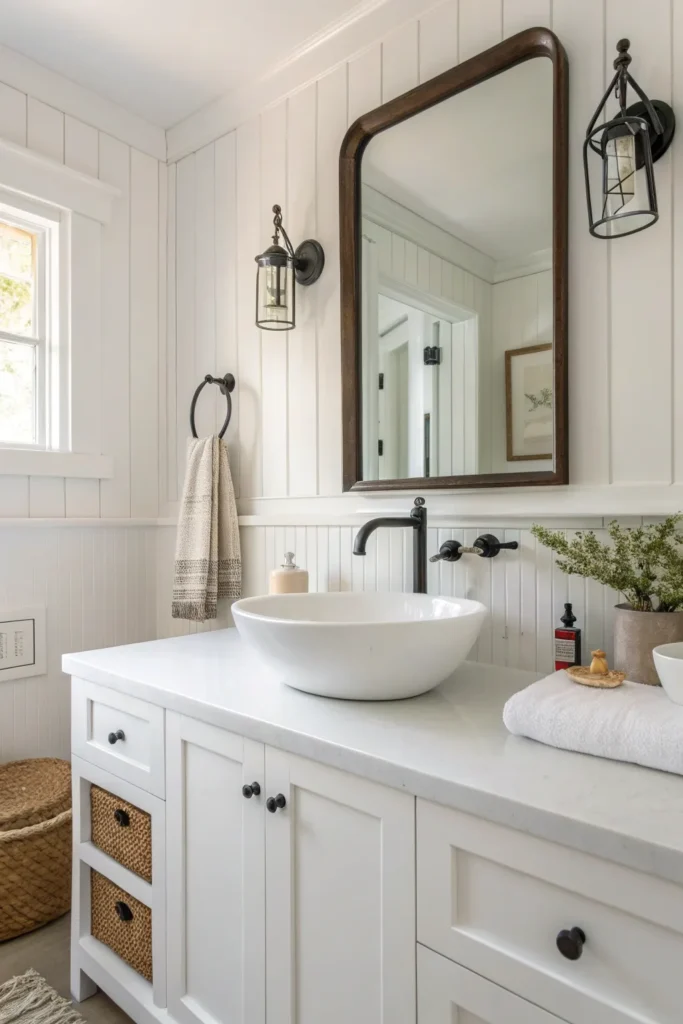 3 a contemporary bathroom with a wall mounted fa