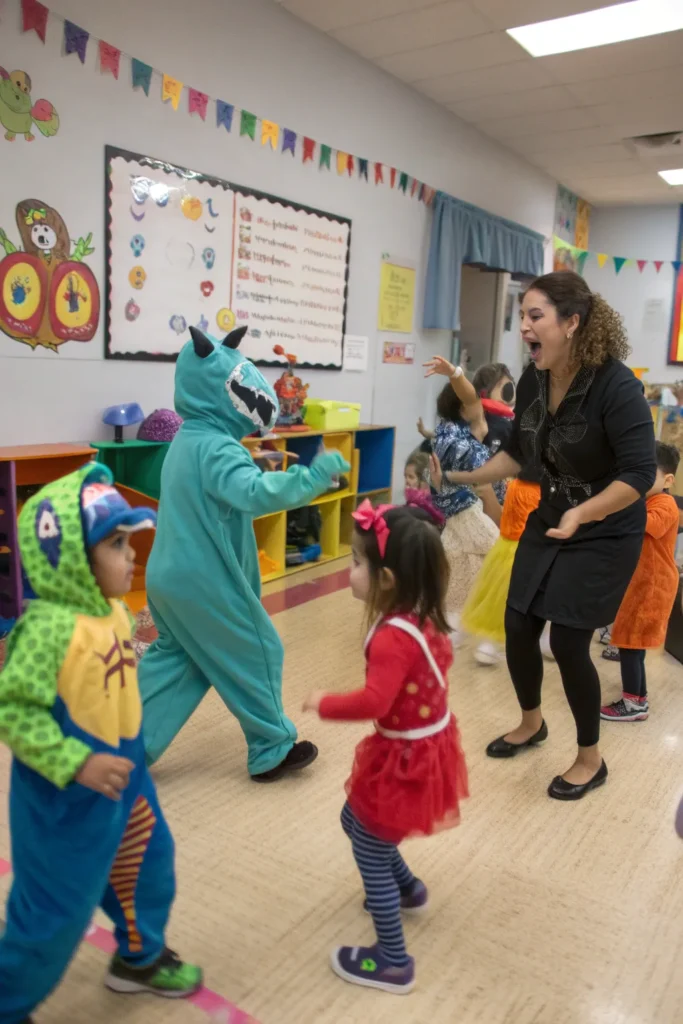 3 a lively preschool room where kids are dancing
