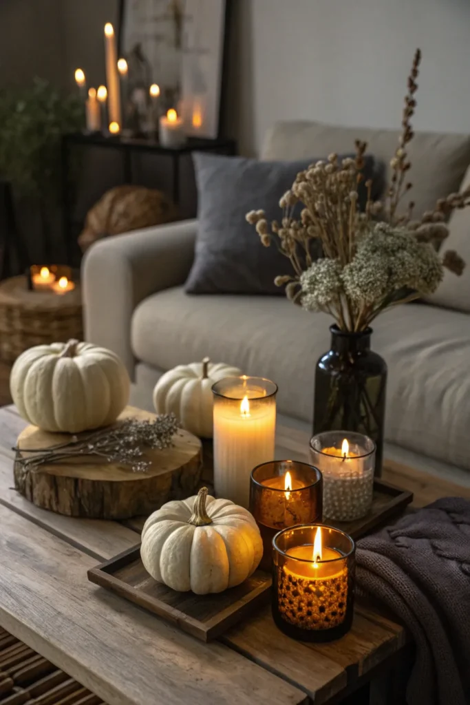 3 candles everywhere but keep them neutral a