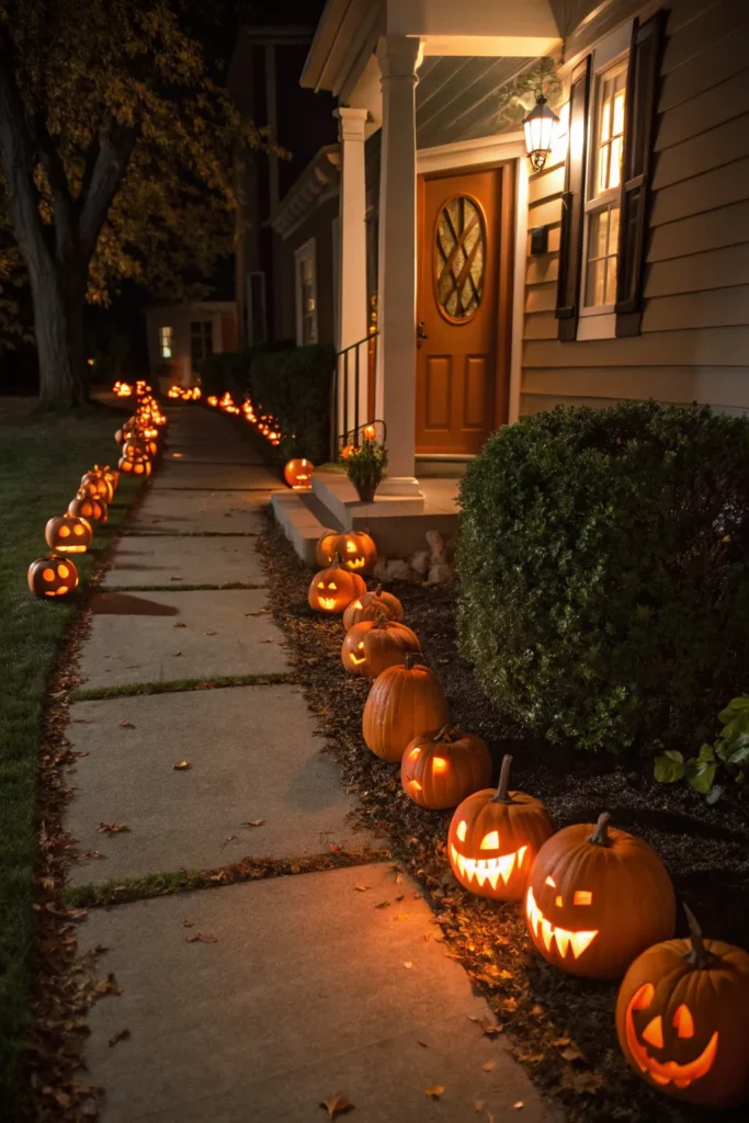 3 glowing jack o lantern pathway prompt a welc
