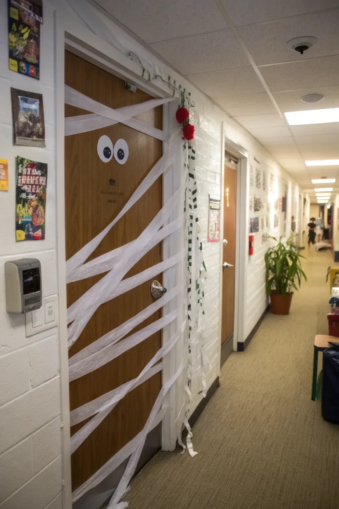 3 mummy wrap door a dorm door wrapped in layers