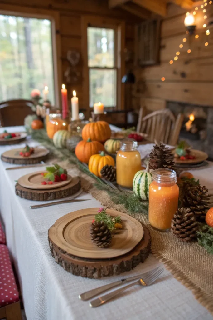 3 rustic thanksgiving table setup with burlap ta
