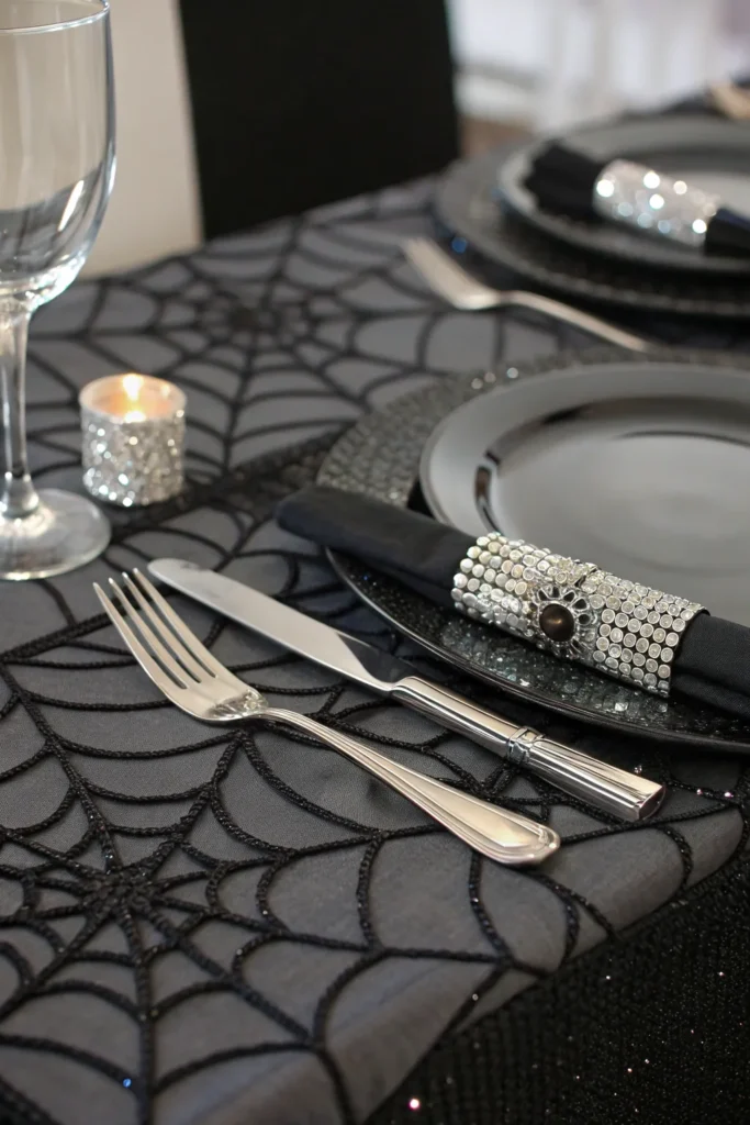 3 sequin spider web runners a glamorous dining t