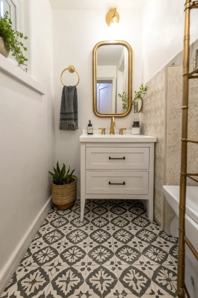 3 small powder bathroom with moroccan patterned