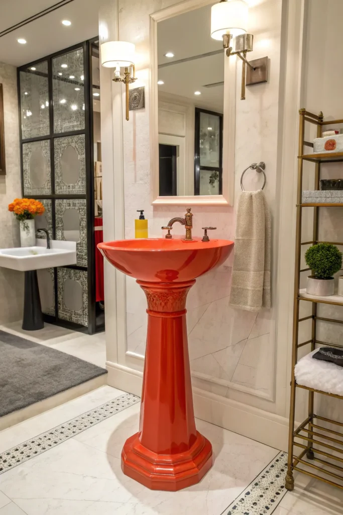 30 a statement pedestal sink in a bold shape or
