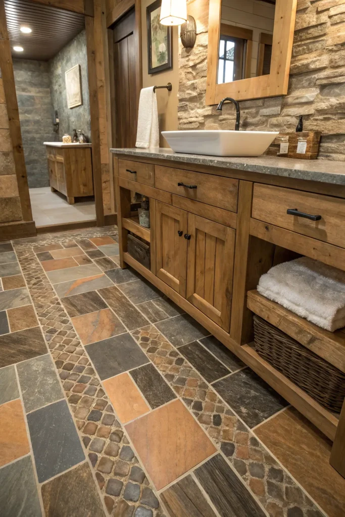 34 unique bathroom floor with mixed material til