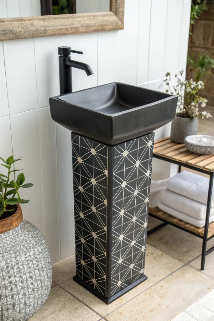 4 a sleek modern square pedestal sink with matte