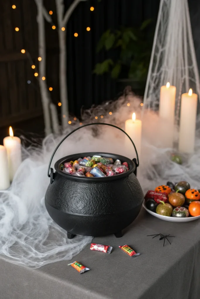 4 black mini cauldron placed in the middle of a