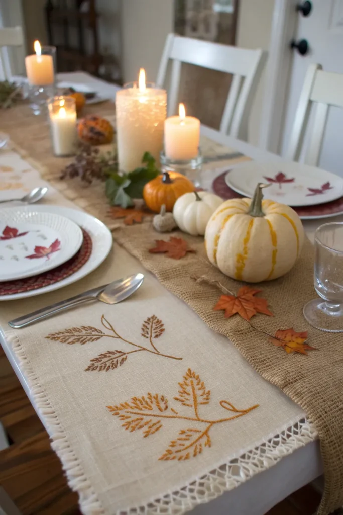 4 burlap table runner thanksgiving dining table