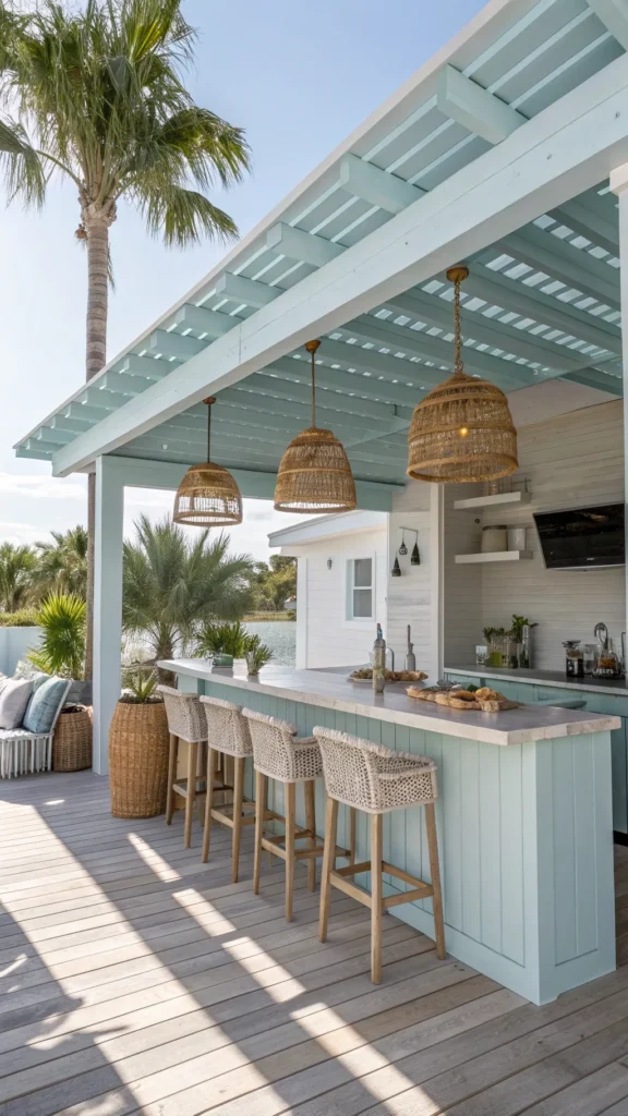 4 coastal breeze pergola kitchen light blue wood