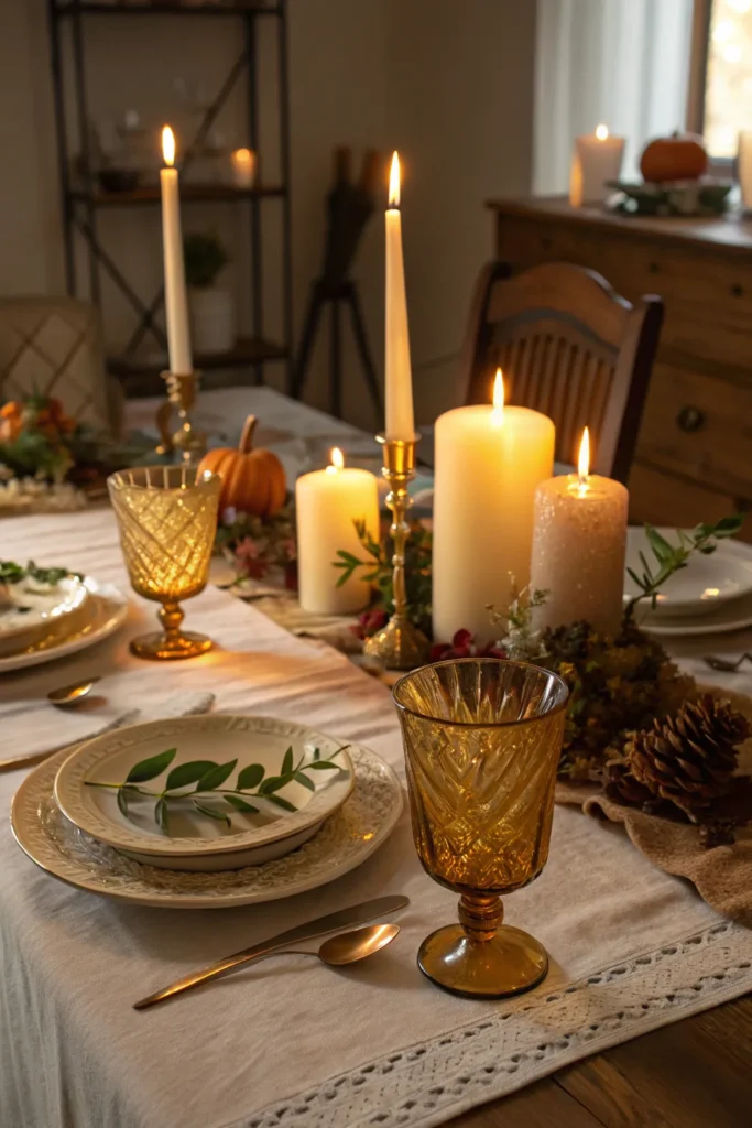 4 cozy candlelight glow a thanksgiving dining ta