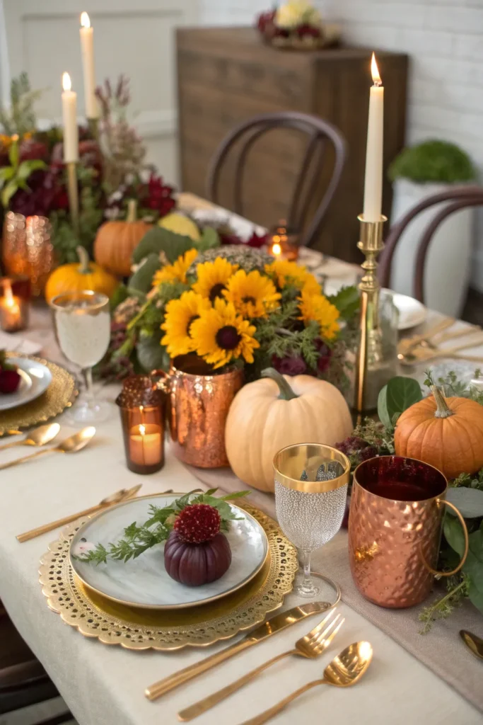 4 festive thanksgiving table with gold accents