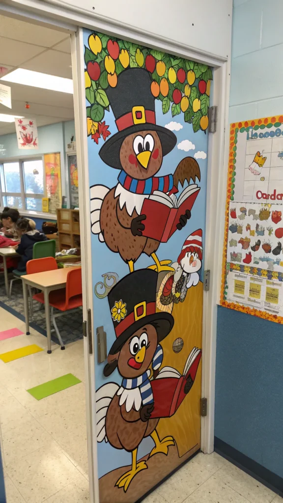 5 a cartoon turkey parade door showing multiple