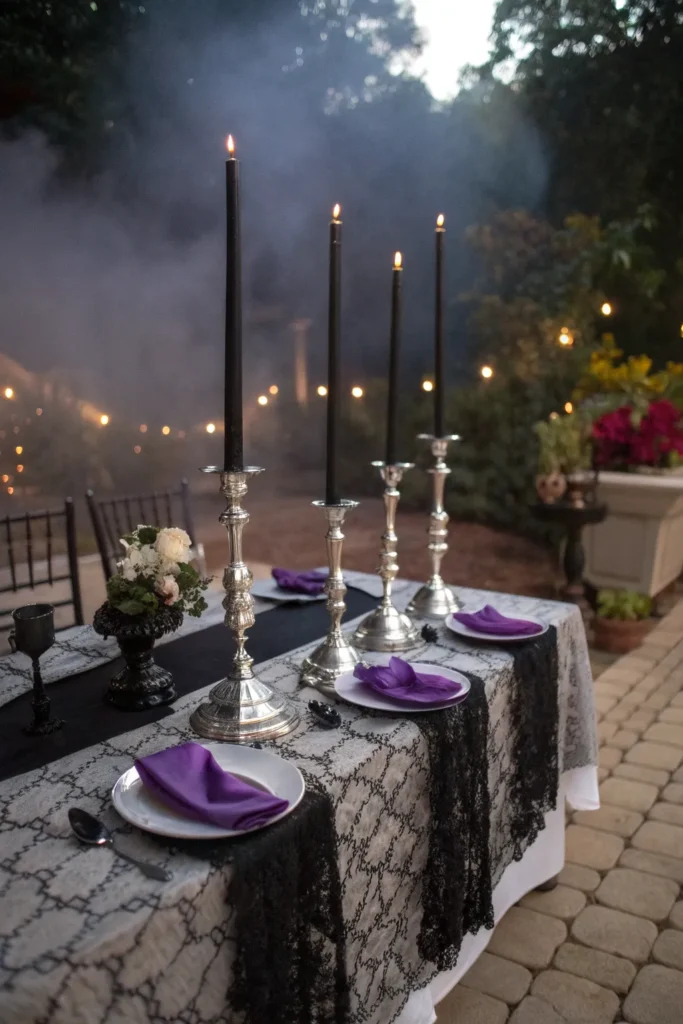 5 a gothic candlelit halloween patio table decor
