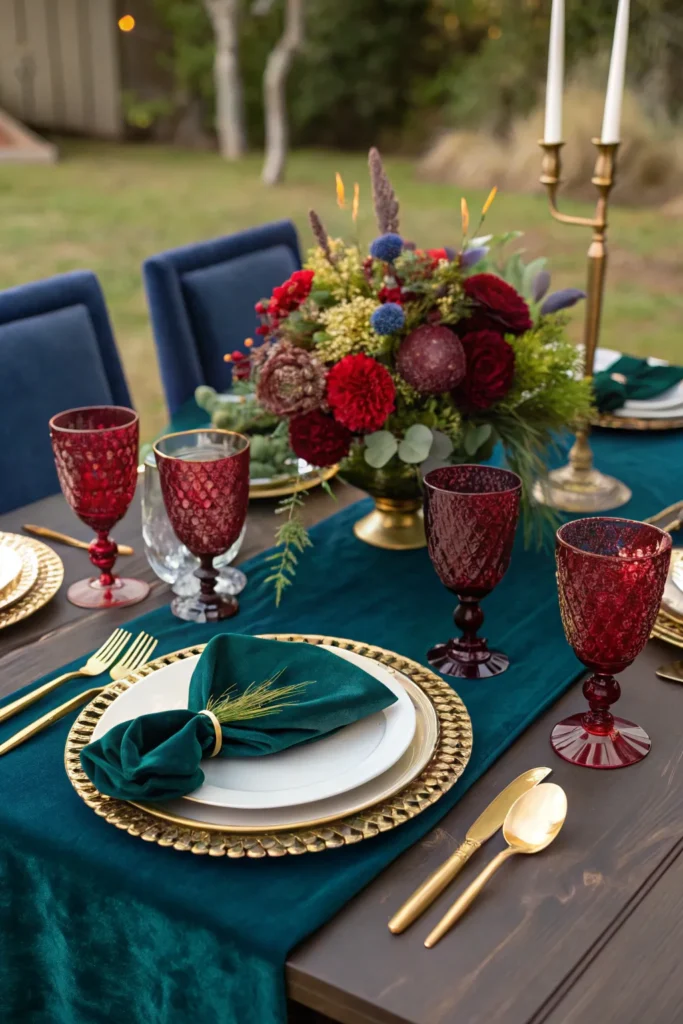 5 jewel toned glam luxurious thanksgiving tables