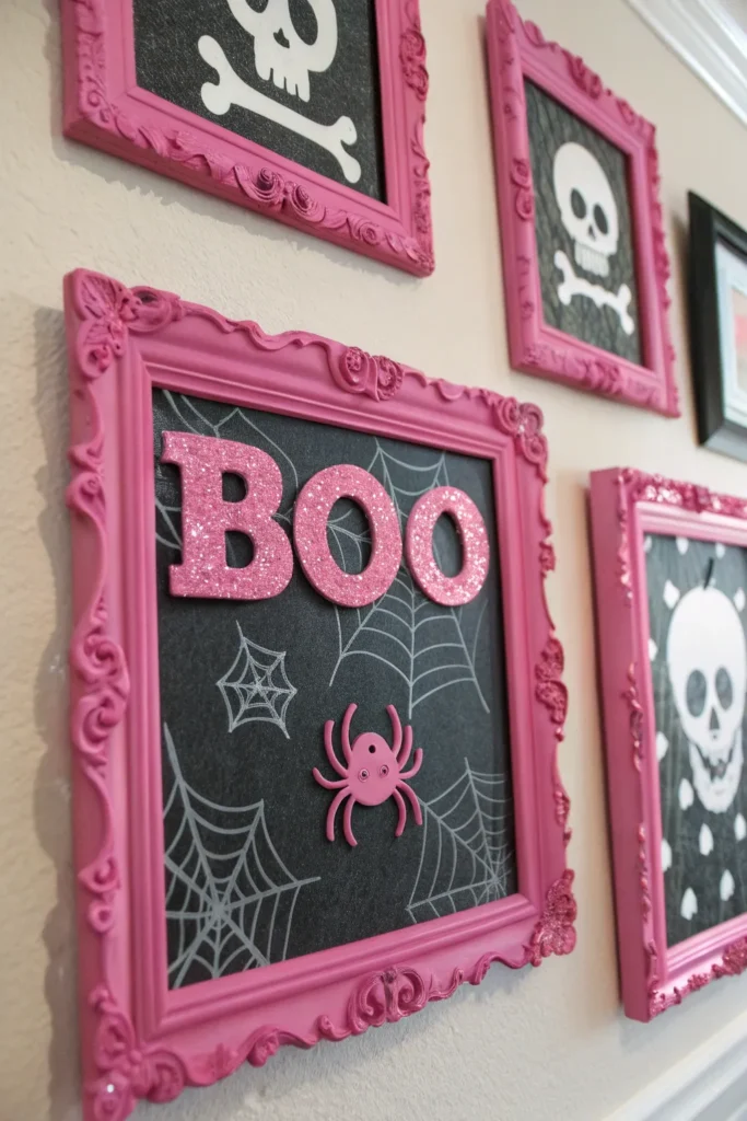 5 pink frames wall art wall with decorative fr