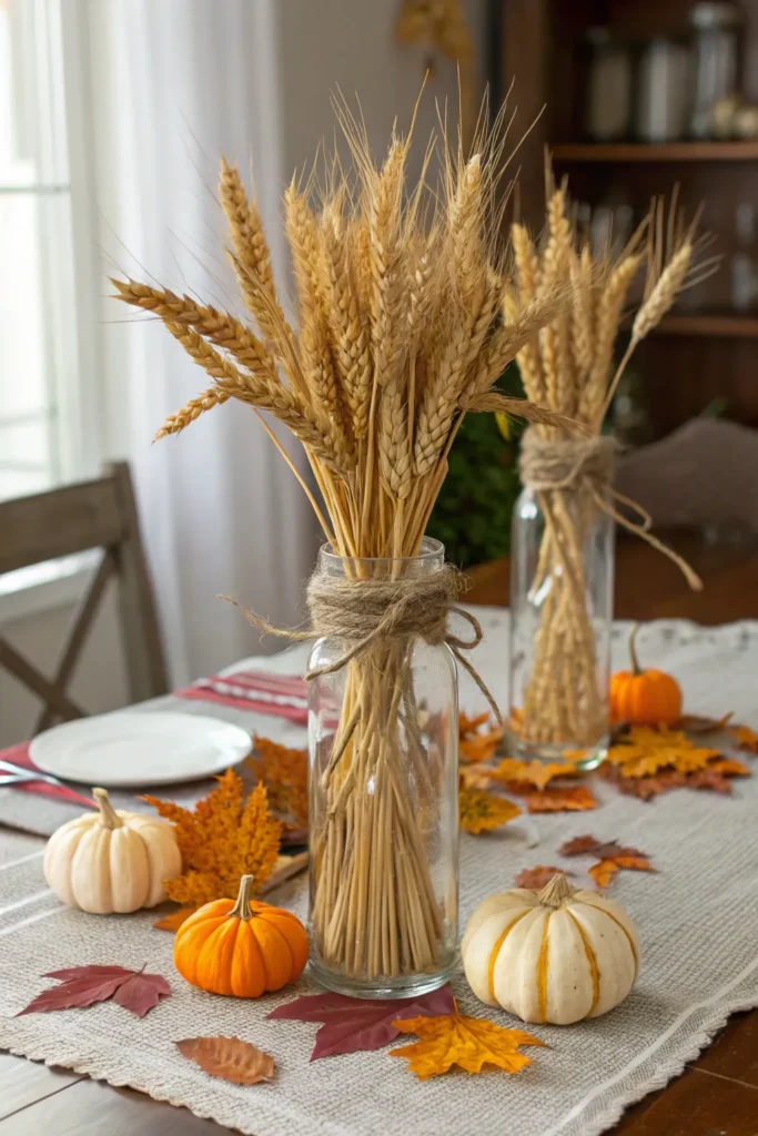 5 wheat bundle tied with twine realistic golden