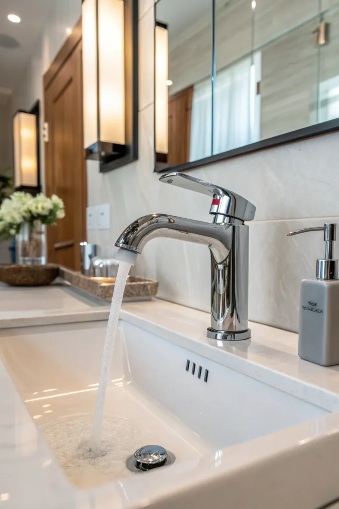 6 a sleek bathroom with a touchless faucet futu