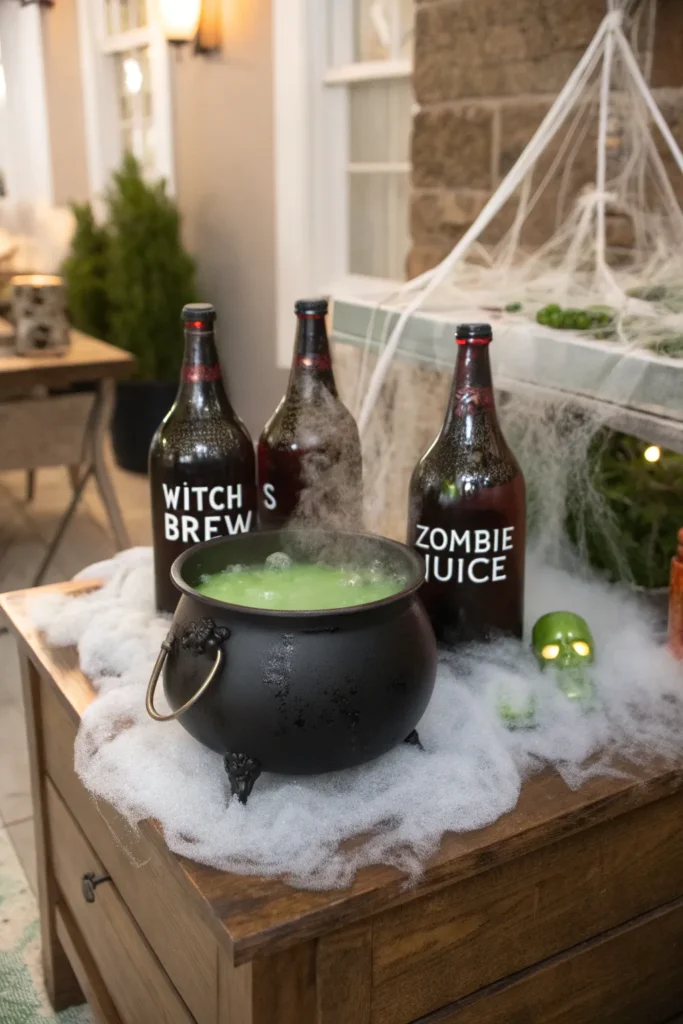 6 a witchy drink station with a black cauldron p