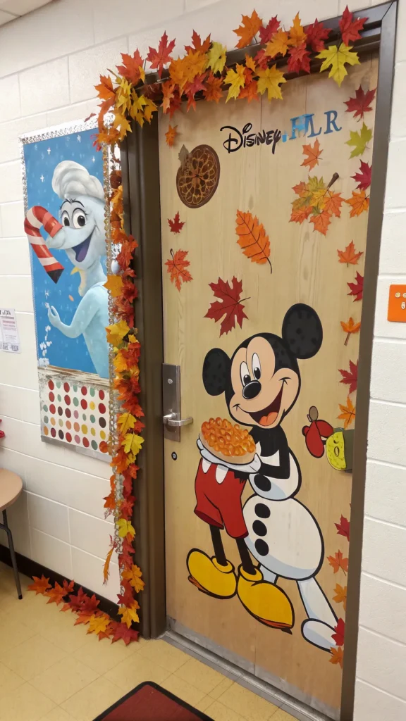 6 classroom door decorated with a disney pixar t