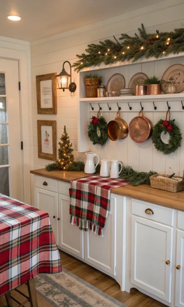 6 cottage kitchen decorated for christmas plaid