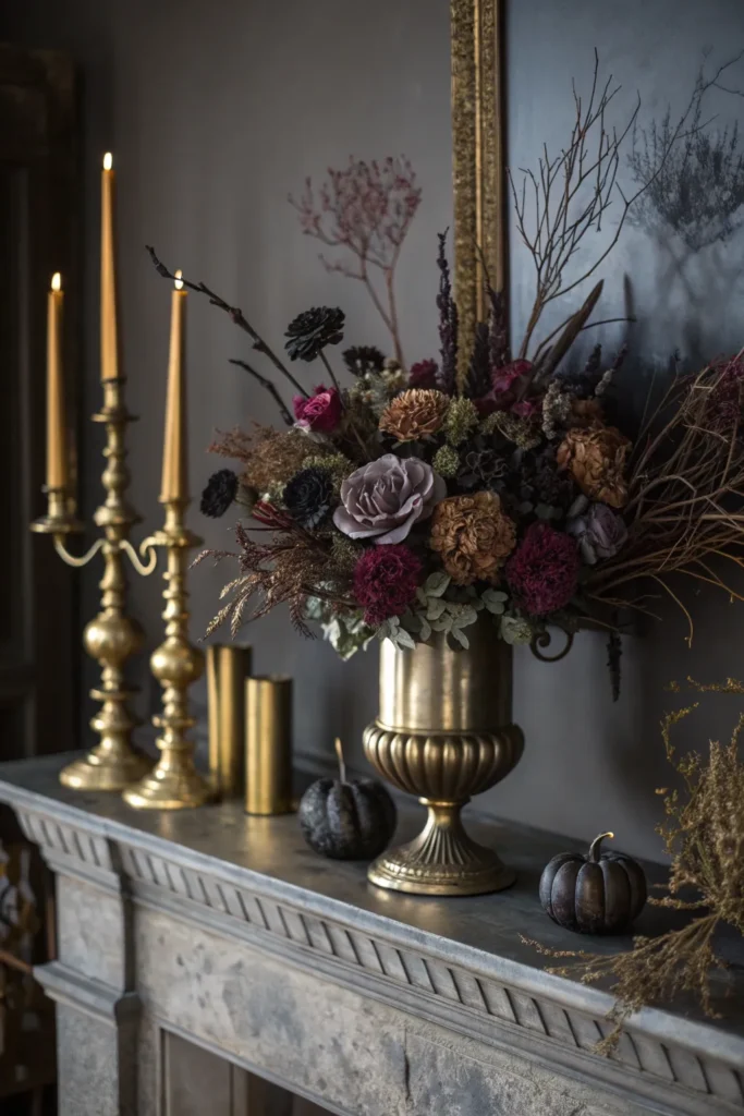 6 dried floral bouquets in dark hues a metallic v